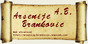 Arsenije Branković vizit kartica
